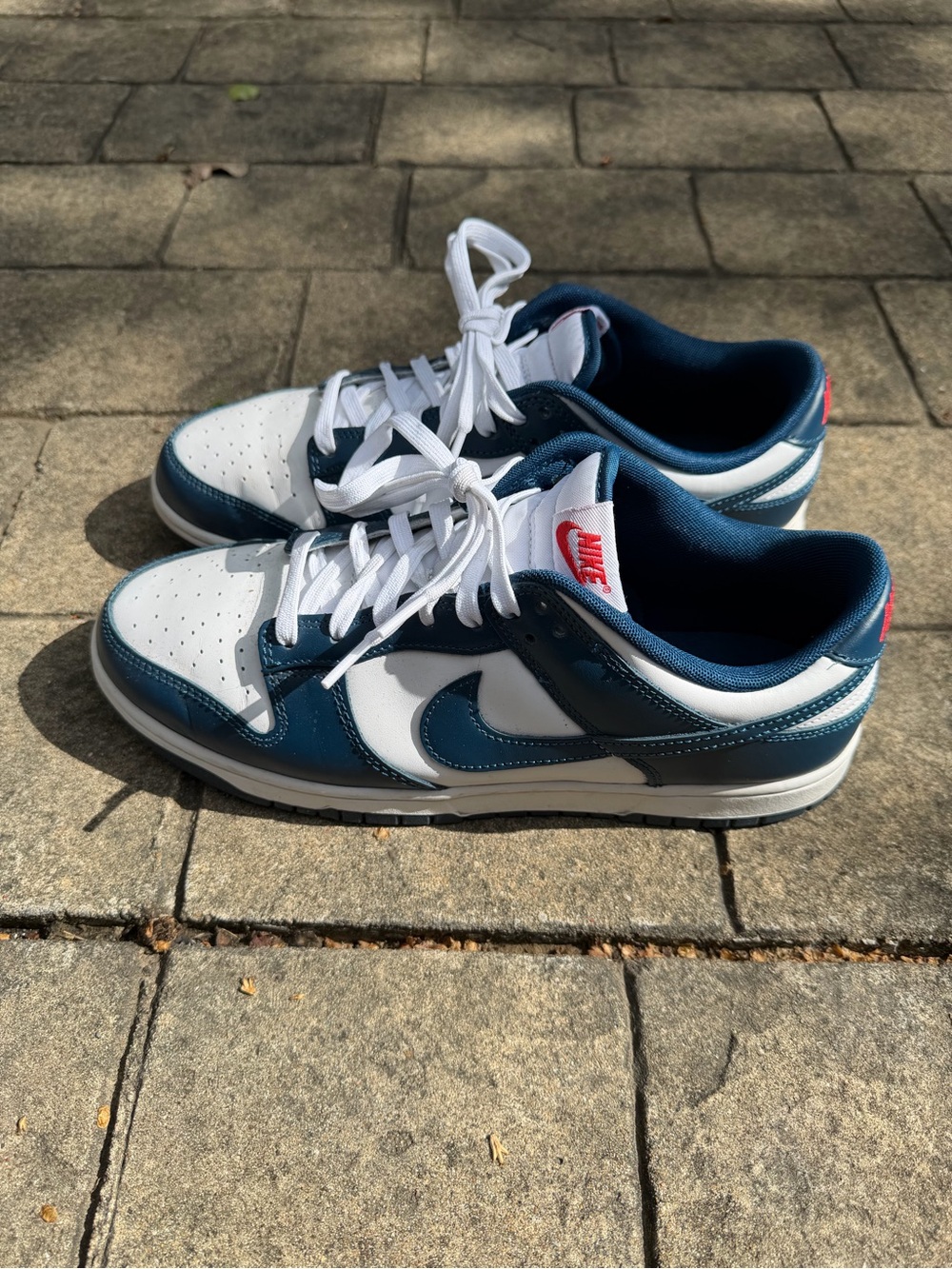 Nike Men’s White and Dodgers Blue Low-Top Sneakers with Red-Orange Logo - Picture 3 of 8